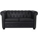  Sofa 2-osobowa w stylu Chesterfield, sztuczna skóra, czarna Lumarko!
