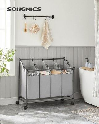 Sortownik Na Pranie Na Kółkach, Kosz Na Pranie Z 4 Wyjmowanymi Workami, Kosz Na Pranie, Wózek Na Pranie, Do Pralni, Sypialni, Ła Lumarko!