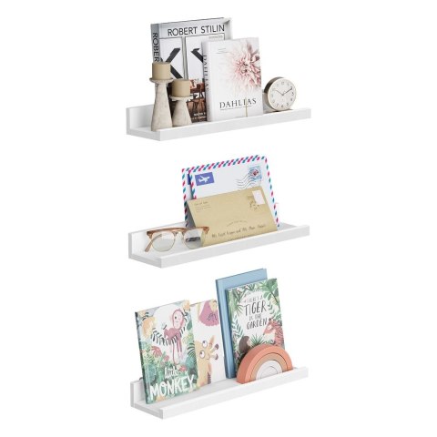 Półka ścienna 3 Pływające półki Półki na ramy i książki, 38 x 10 cm, MDF White LWS38WT