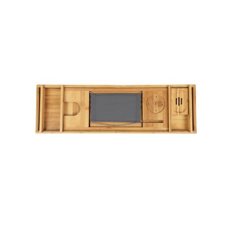 Wysuwana Bambusowa Półka Na Wannę Z Napojem, Podpórka Pod Książkę, Mydelniczka 75-109 X 4,5 X 23 Cm (Szer. X Wys. X Gł.), Natura
