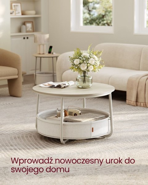 Stolik kawowy okrągły z koszem atrament czarno-szary