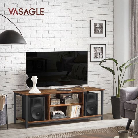 Szafka RTV z otwartymi przegródkami 40 x 120 x 50 cm vintage brązowo-czarna