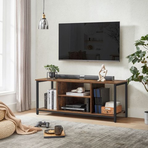 Szafka RTV z otwartymi przegródkami 40 x 120 x 50 cm vintage brązowo-czarna
