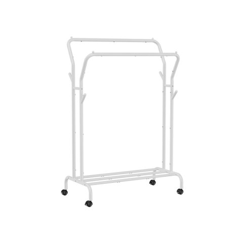 Wieszak na ubrania na kółkach z 2 drążkami na ubrania, czarny, Biały, szerokość 103,5 cm