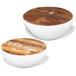 Lumarko Dwa stoliki kawowe na kształt misy z drewna odzyskanego