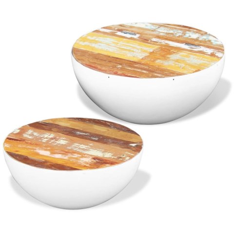  Dwa stoliki kawowe na kształt misy z drewna odzyskanego Lumarko!