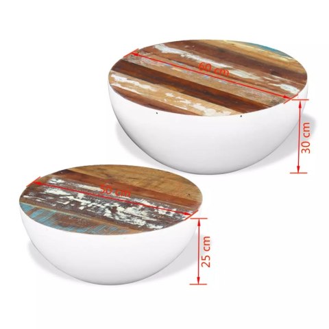  Dwa stoliki kawowe na kształt misy z drewna odzyskanego Lumarko!