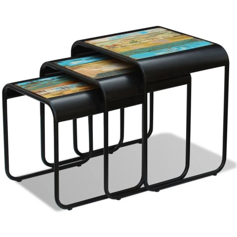  Stolik kawowy trzyczęściowy, lite drewno z odzysku Lumarko!