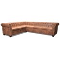  Sofa rogowa Chesterfield sześcioosobowa brązowa, sztuczna skóra Lumarko!