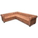  Sofa rogowa Chesterfield sześcioosobowa brązowa, sztuczna skóra Lumarko!