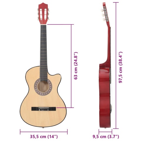  12-cz. zestaw z gitarą akustyczną z wycięciem, 6 strun, 38" Lumarko!