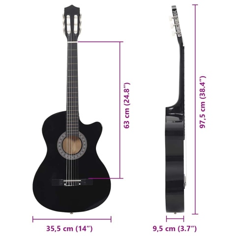  12-cz. zestaw z gitarą akustyczną z wycięciem, 6 strun, 38" Lumarko!