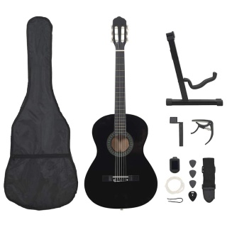  12-częściowy zestaw z gitarą klasyczną, czarny, 4/4, 39" Lumarko!
