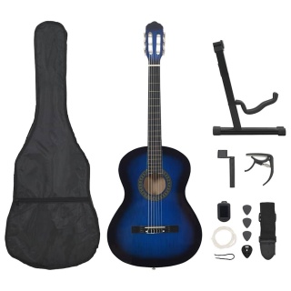  12-częściowy zestaw z gitarą klasyczną, niebieski, 4/4, 39" Lumarko!