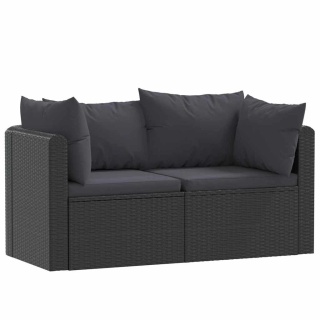 2-częściowa sofa ogrodowa, z poduszkami, polirattan, czarna Lumarko!