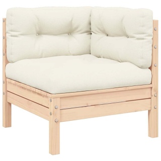  2-osobowa sofa ogrodowa z kremowymi poduszkami, drewno sosnowe Lumarko!