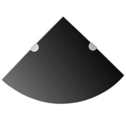 Lumarko Półka narożna z chromowanymi wspornikami, czarne szkło, 35x35 cm