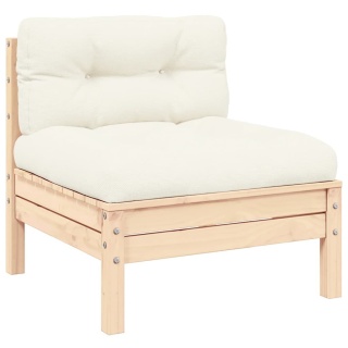  2-osobowa sofa ogrodowa z kremowymi poduszkami, drewno sosnowe Lumarko!