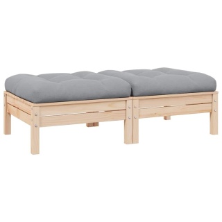  2-osobowa sofa ogrodowa z szarymi poduszkami, drewno sosnowe Lumarko!
