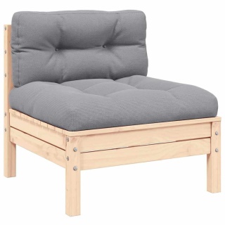  2-osobowa sofa ogrodowa z szarymi poduszkami, drewno sosnowe Lumarko!