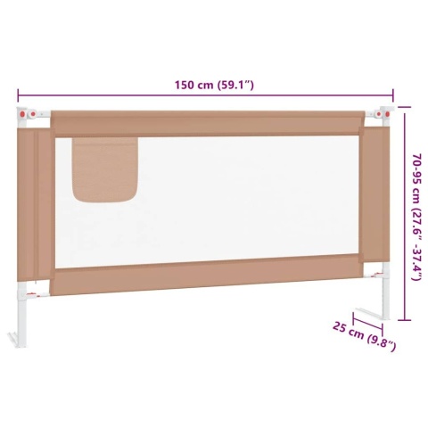  Barierka do łóżeczka dziecięcego, taupe, 150x25 cm, tkanina Lumarko!
