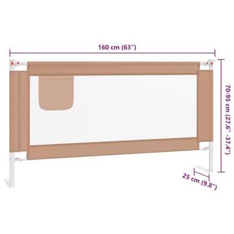  Barierka do łóżeczka dziecięcego, taupe, 160x25 cm, tkanina Lumarko!