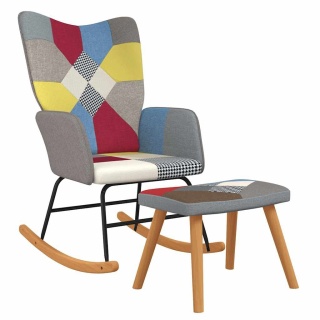  Fotel bujany z podnóżkiem, patchwork, obity tkaniną Lumarko!