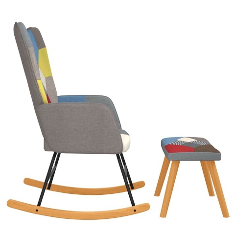  Fotel bujany z podnóżkiem, patchwork, obity tkaniną Lumarko!