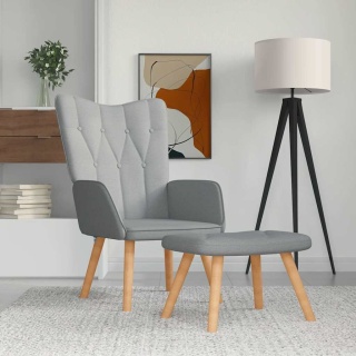  Fotel z podnóżkiem, 62x68,5x96 cm, jasnoszary, obity tkaniną Lumarko!