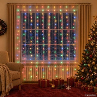  Kurtyna lampek, 3x3m, 300 kolorowych diod LED, 8 funkcji Lumarko!