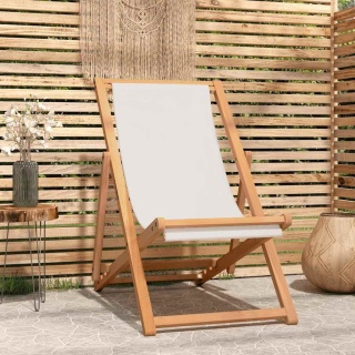  Leżak, drewno tekowe, 56 x 105 x 96 cm, kremowy Lumarko!