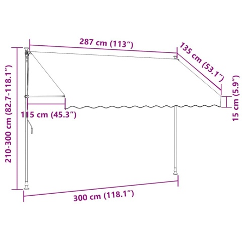  Markiza zwijana ręcznie, 300 cm, kremowa Lumarko!