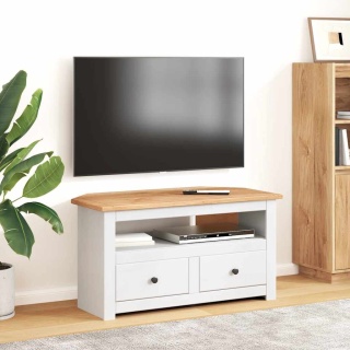  Narożna szafka pod TV, biała, 93x49x49 cm, sosna, seria Panama Lumarko!