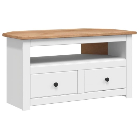  Narożna szafka pod TV, biała, 93x49x49 cm, sosna, seria Panama Lumarko!