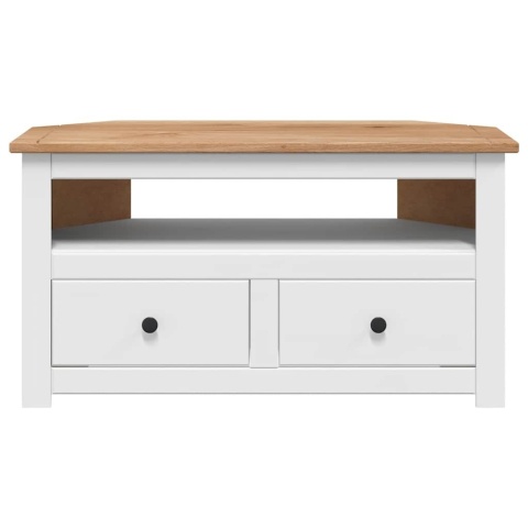  Narożna szafka pod TV, biała, 93x49x49 cm, sosna, seria Panama Lumarko!