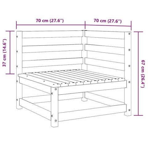  Ogrodowa sofa narożna, biała, lite drewno sosnowe Lumarko!