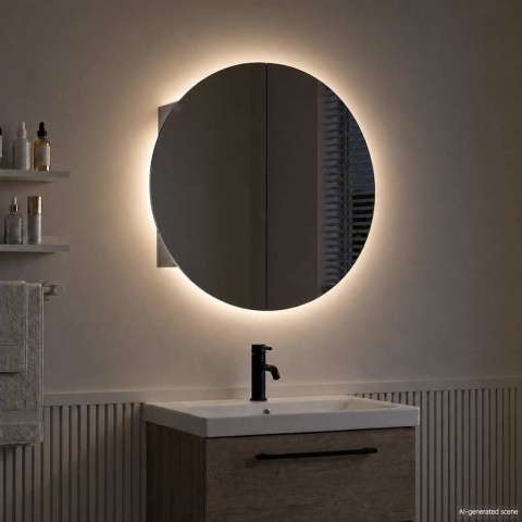  Szafka łazienkowa z lustrem i LED, szary, 40x40x17,5 cm Lumarko!