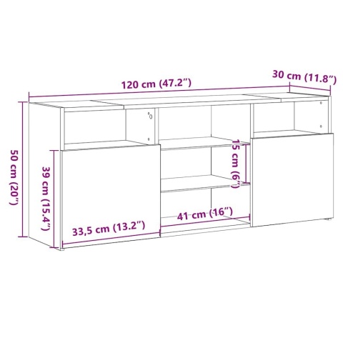  Szafka TV z oświetleniem LED, szarość betonu, 120x30x50 cm Lumarko!