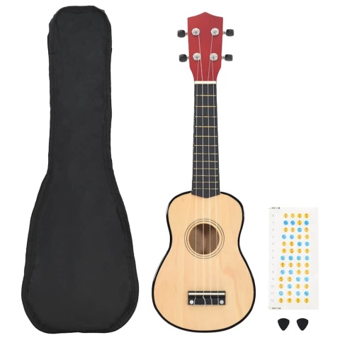  Ukulele sopranowe z pokrowcem, dla dzieci, jasne drewno, 23" Lumarko!