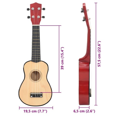  Ukulele sopranowe z pokrowcem, dla dzieci, jasne drewno, 23" Lumarko!