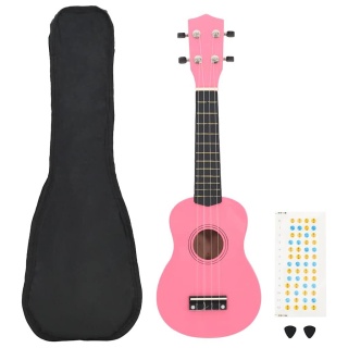  Ukulele sopranowe z pokrowcem, dla dzieci, różowe, 23" Lumarko!