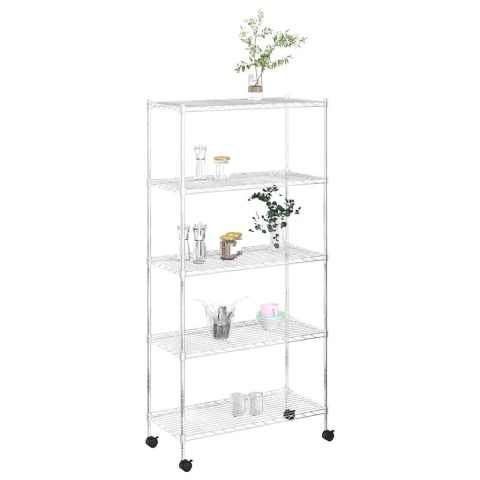 5-poziomowy regał na kółkach, 75x35x155 cm, chrom, 250 kg Lumarko!