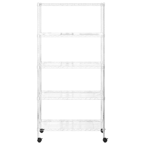 5-poziomowy regał na kółkach, 75x35x155 cm, chrom, 250 kg Lumarko!
