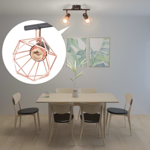  Lampa sufitowa z 2 żarówkami E14, czarno-miedziana Lumarko!
