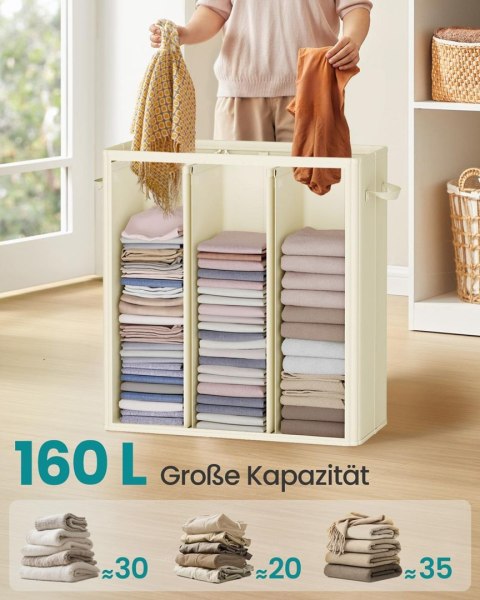 Kosz na pranie z przegrodami, Kremowo biały