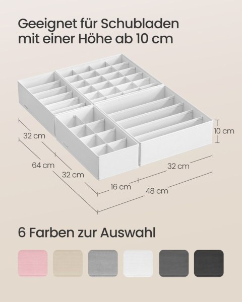 Zestaw organizerów na bieliznę, 8 sztuk, składanych, Chmura biała
