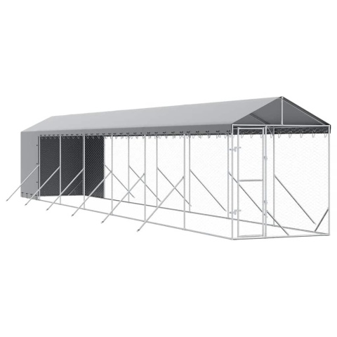 Kojec dla psa, z dachem, srebrny, 2x14x2,5m, stal galwanizowana Lumarko!