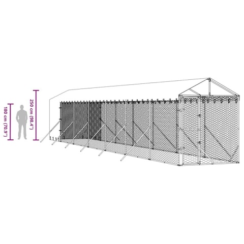 Kojec dla psa, z dachem, srebrny, 2x14x2,5m, stal galwanizowana Lumarko!