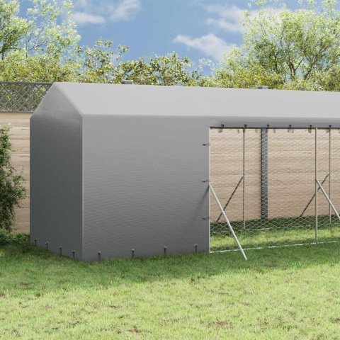 Kojec dla psa, z dachem, srebrny, 2x14x2,5m, stal galwanizowana Lumarko!