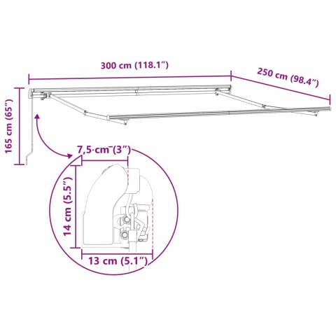 Ręczna Markiza Rozkładana czarna 300x250 cm Lumarko!